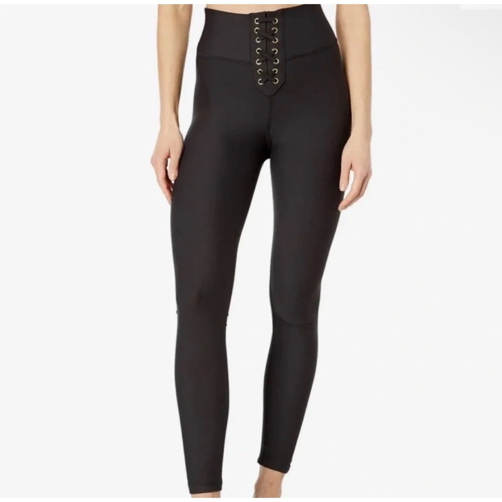 WeWoreWhat Womens Black Lace Up High Rise Active Leggings Size Medium M